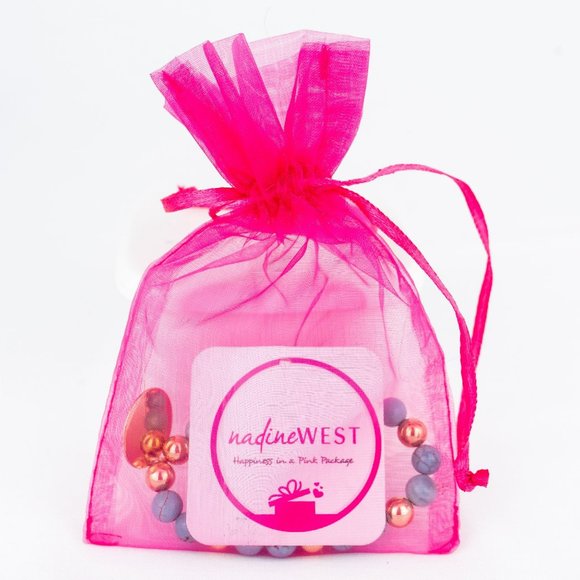 Nadine West Bracelet Stretch Dyed Howlite Turquoise Color Beaded Light Gold Tone - Picture 4 of 4